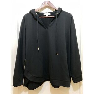 Michael Kors Sweatshirt Hoodie Womens 2X Black Gold Logo Luxury Casual Sporty